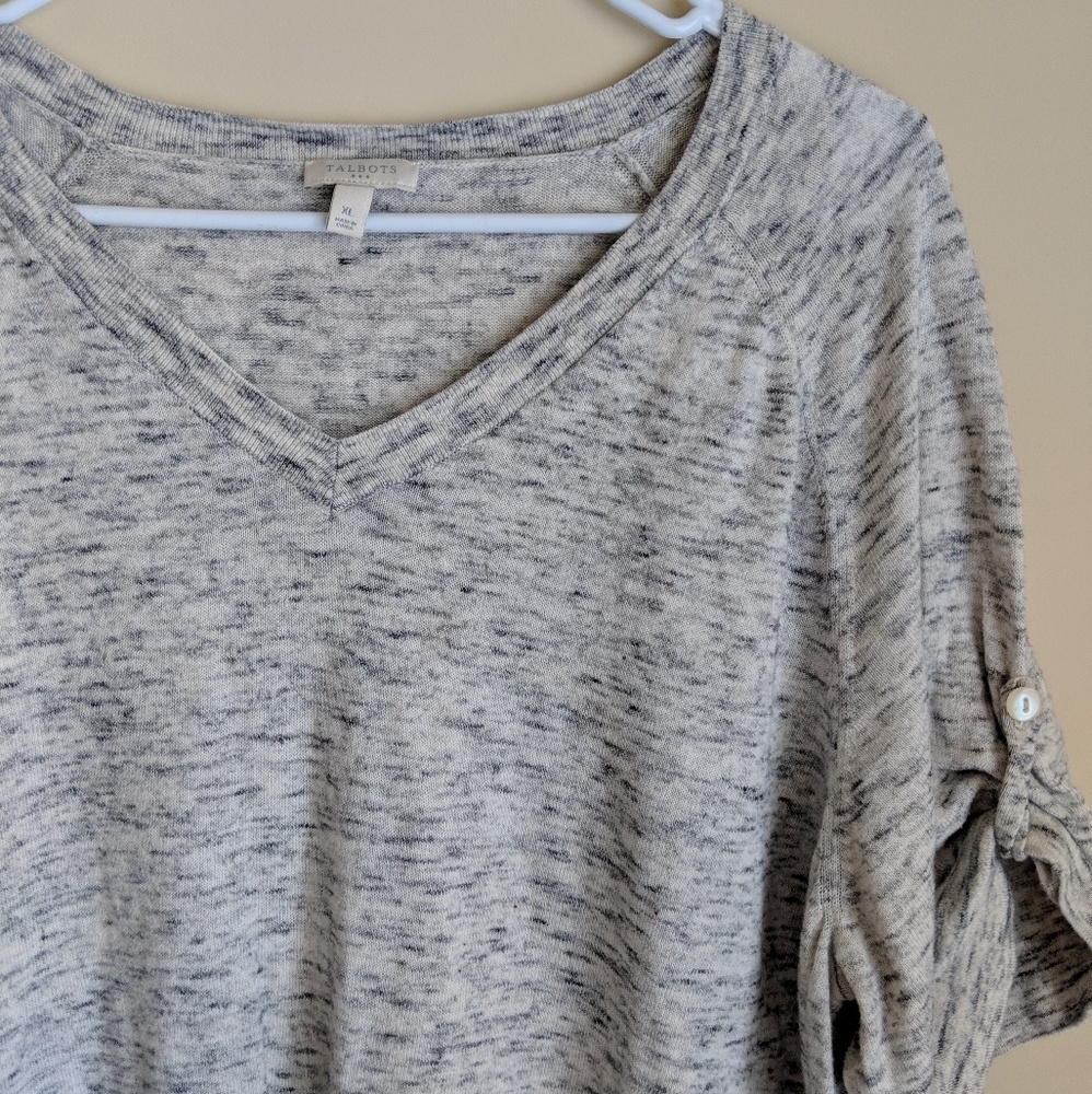 Talbots | Heather grey short sleeve sweater